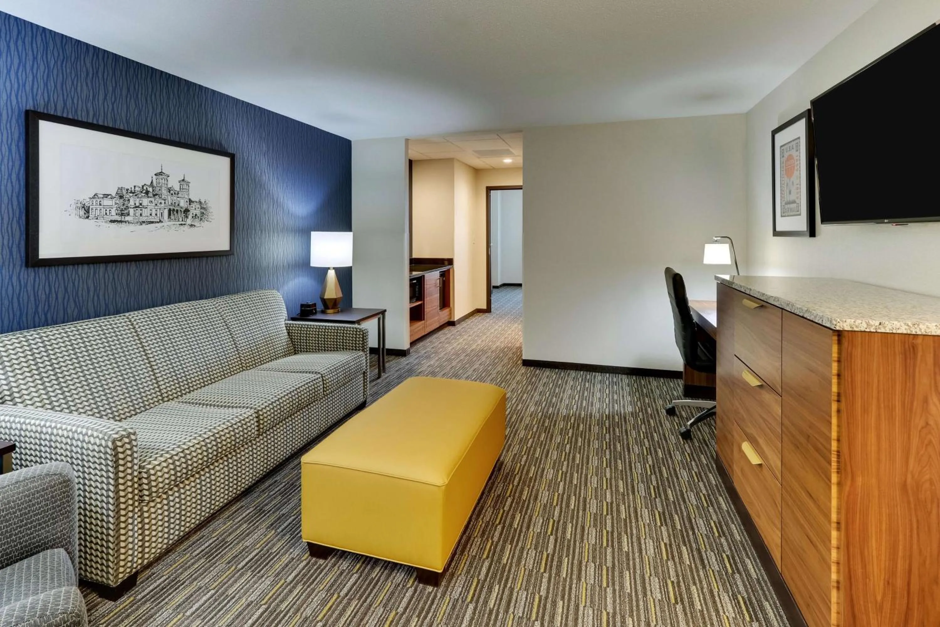 King Suite with Sofa Bed - Accessible, Roll-in Shower in Drury Inn & Suites Lafayette IN