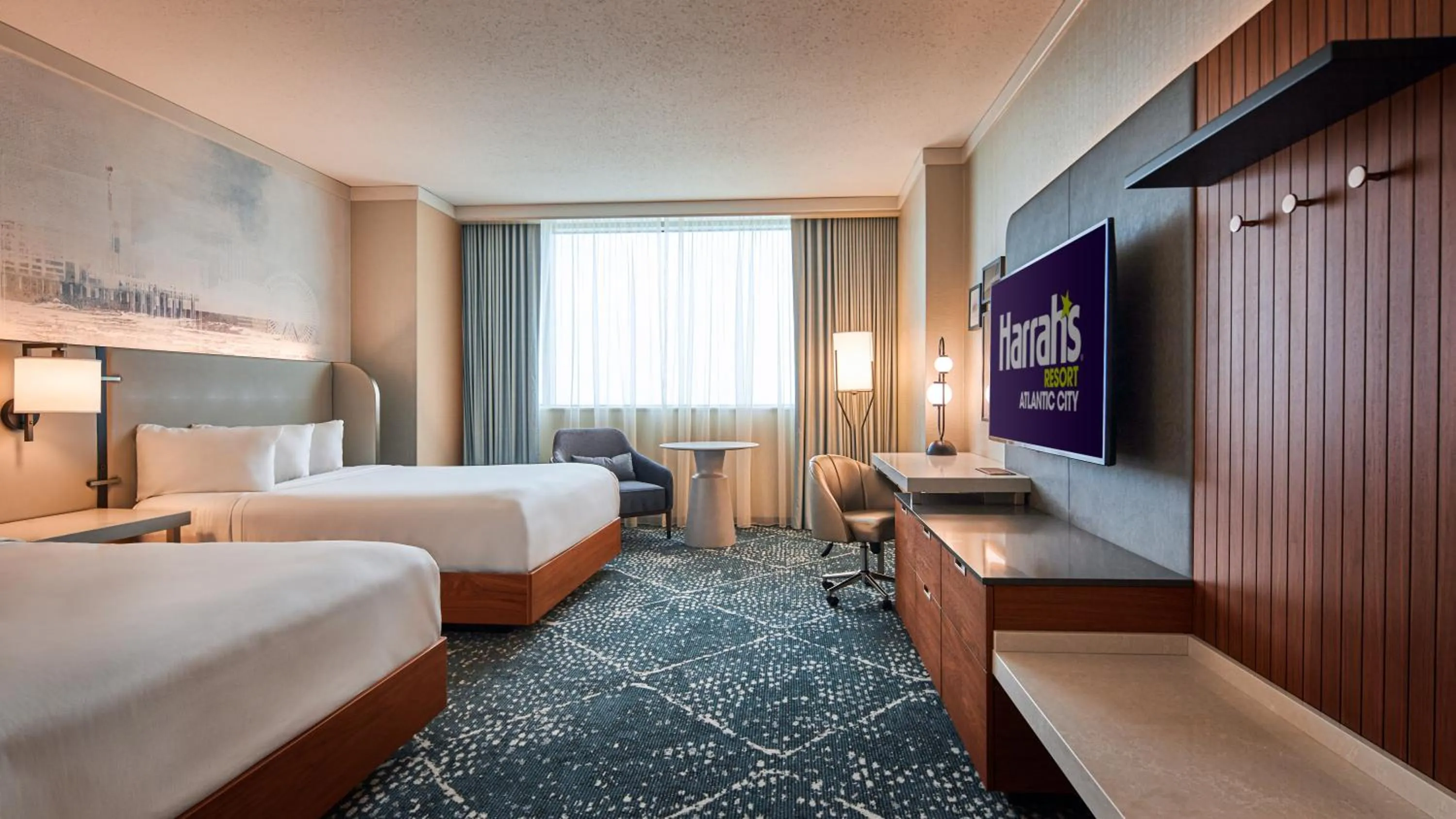 New Renovated Waterfront Tower Premium 2 Queens Non-Smoking in Harrah's Resort Atlantic City, A Caesars Destination