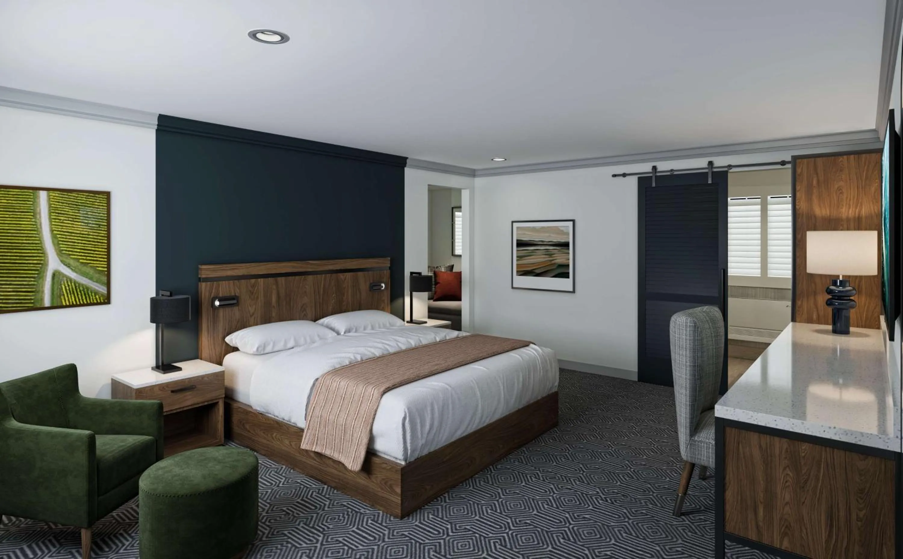 Deluxe King Room with Sofa Bed in The Hadsten Solvang, Tapestry Collection by Hilton