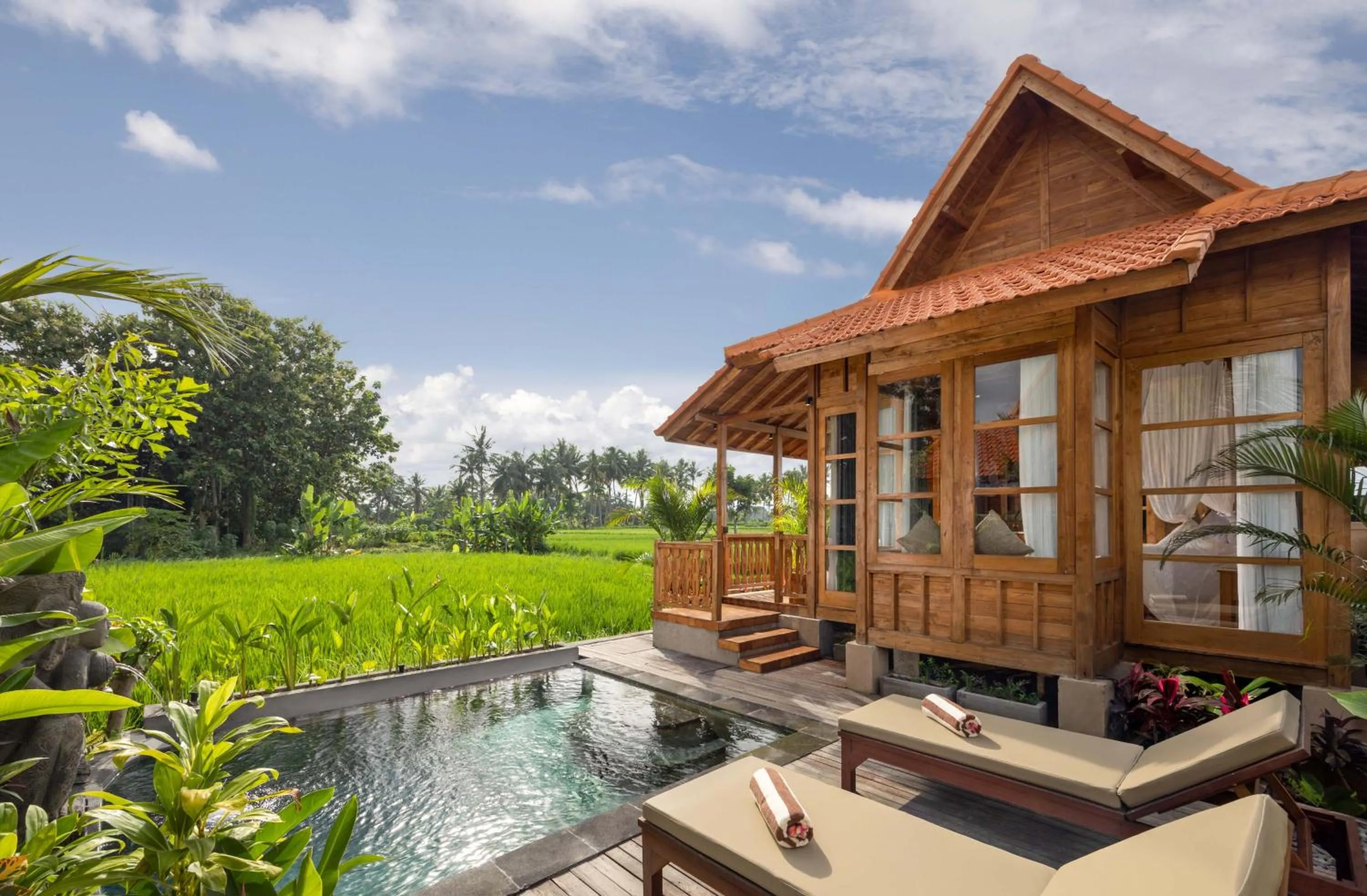 One-Bedroom Wooden Pool Villa with Rice Field View in The Kalyana Ubud Resort