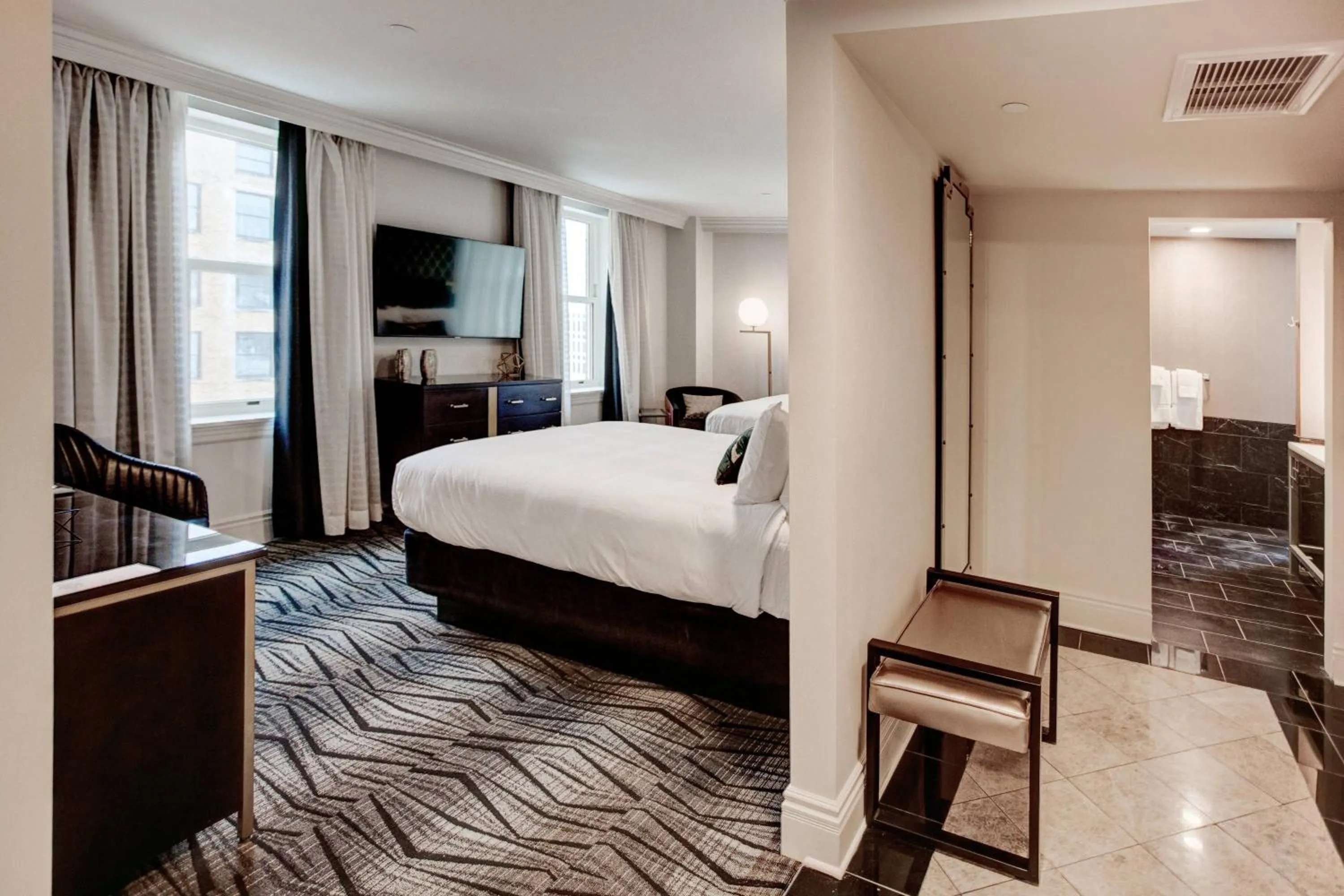 Queen Room with Two Queen Beds and Roll-in Shower - Mobility and Hearing Accessible in The Warrior Hotel, Autograph Collection