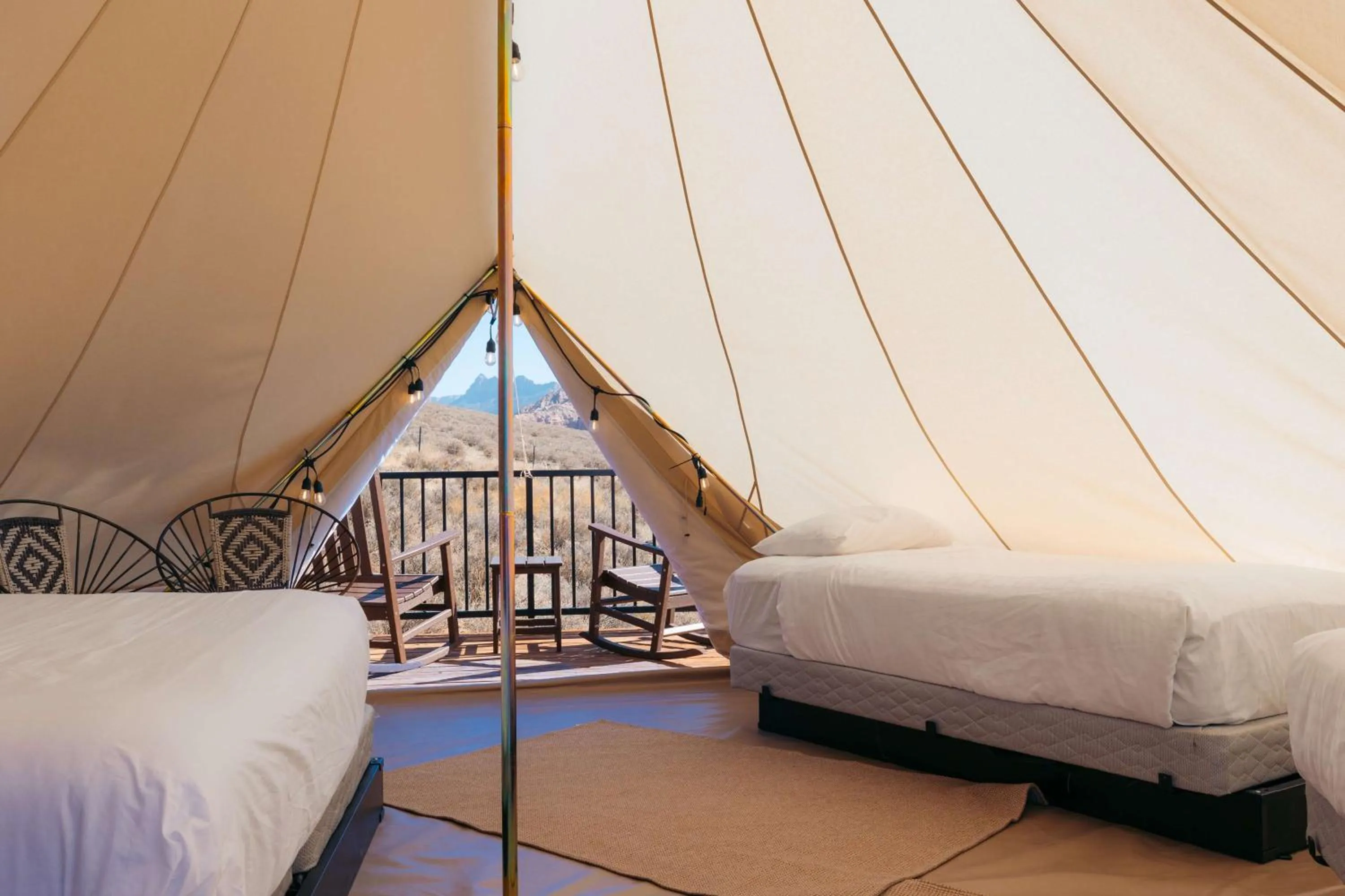 Tent with One King Bed, Two Twin Beds and Shared Bathroom in Zion Wildflower Resort