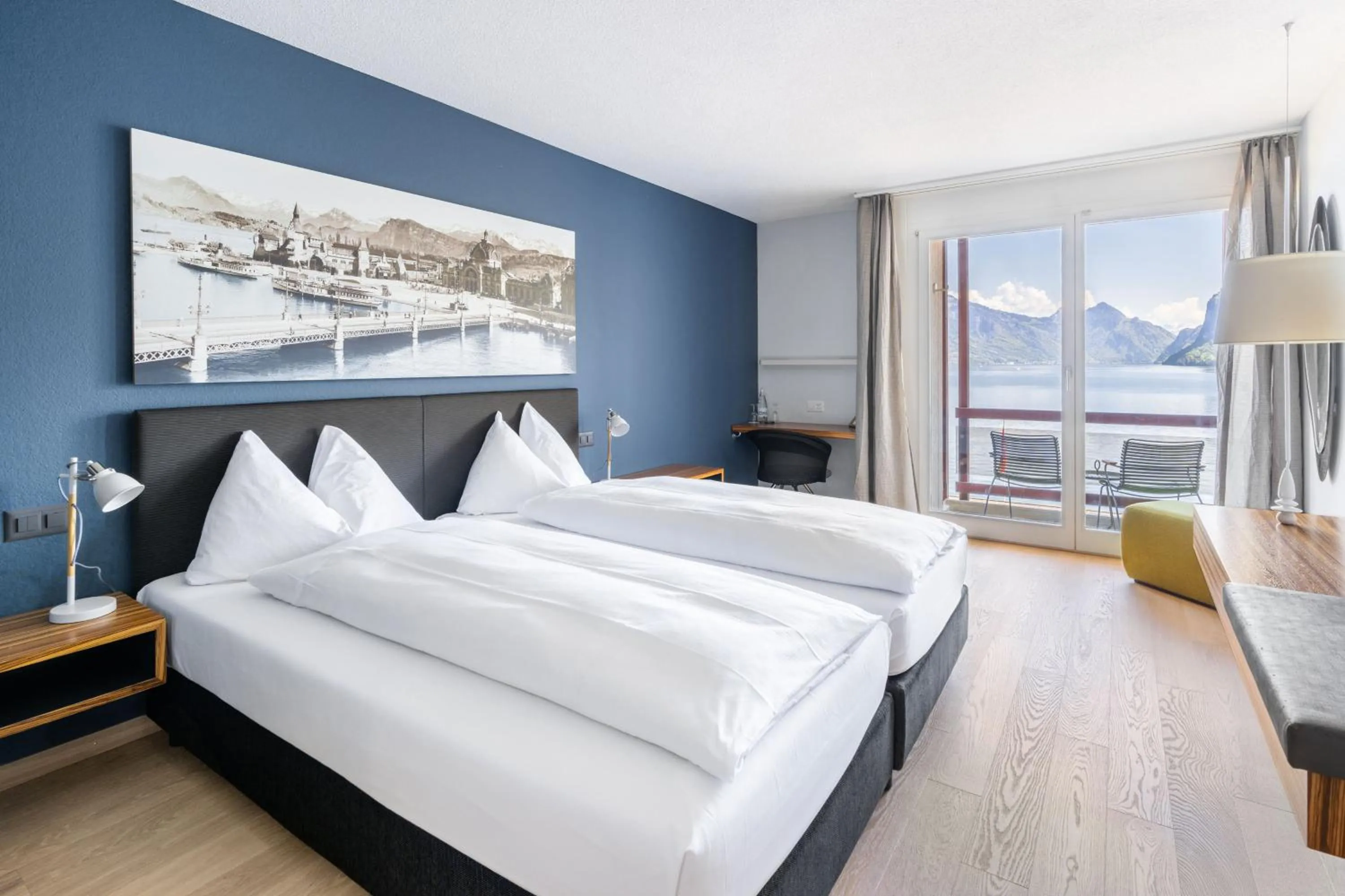 Double Room with Balcony and Lake View in Seehotel Kastanienbaum