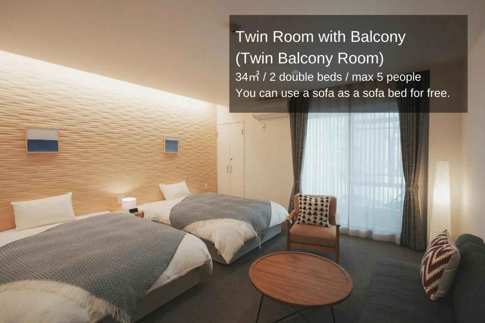 Twin Room with Balcony in NAGI Hiroshima Hotel and Lounge