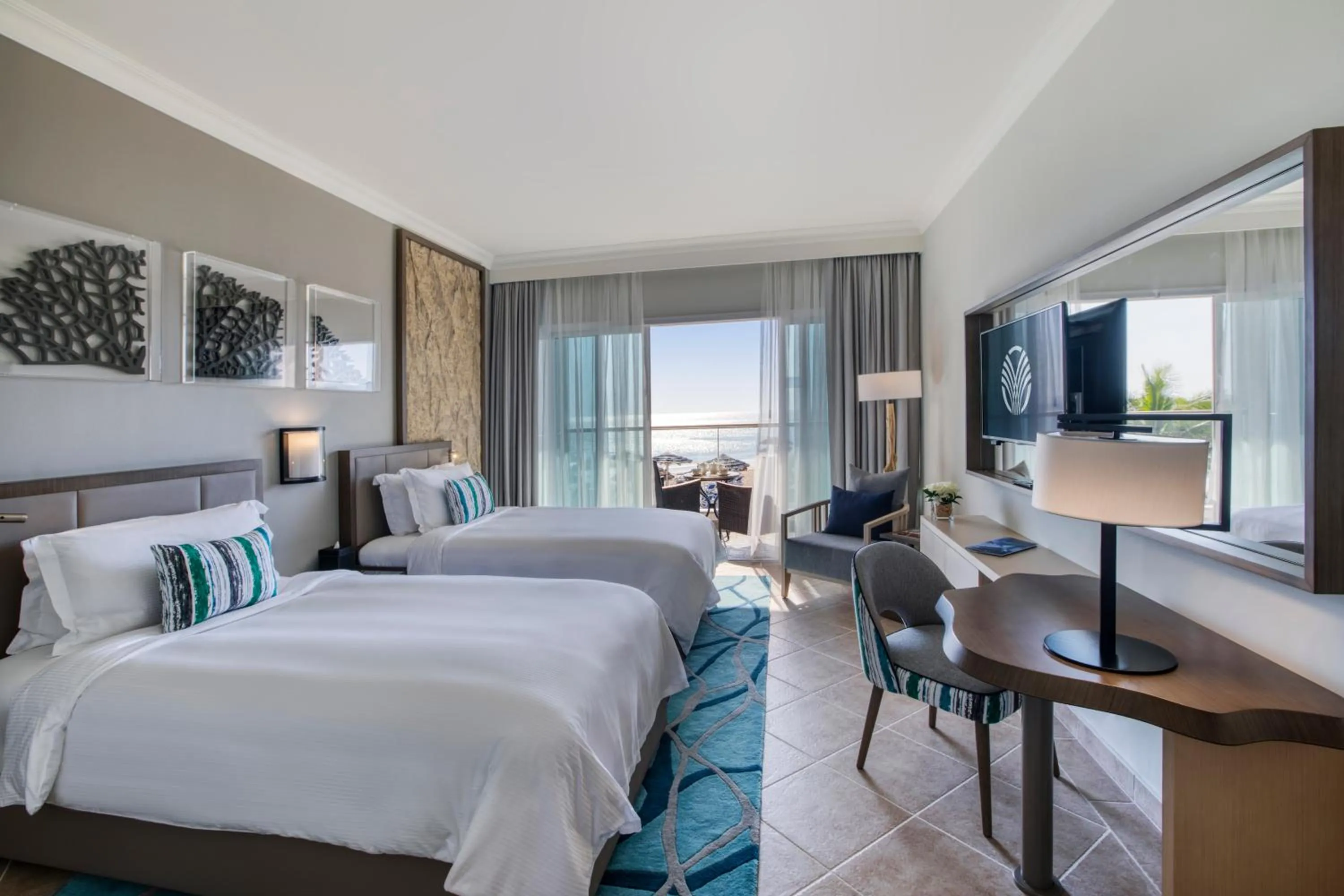 Ocean Front Room with Balcony - Twin Beds in Fujairah Rotana Resort & Spa - Al Aqah Beach