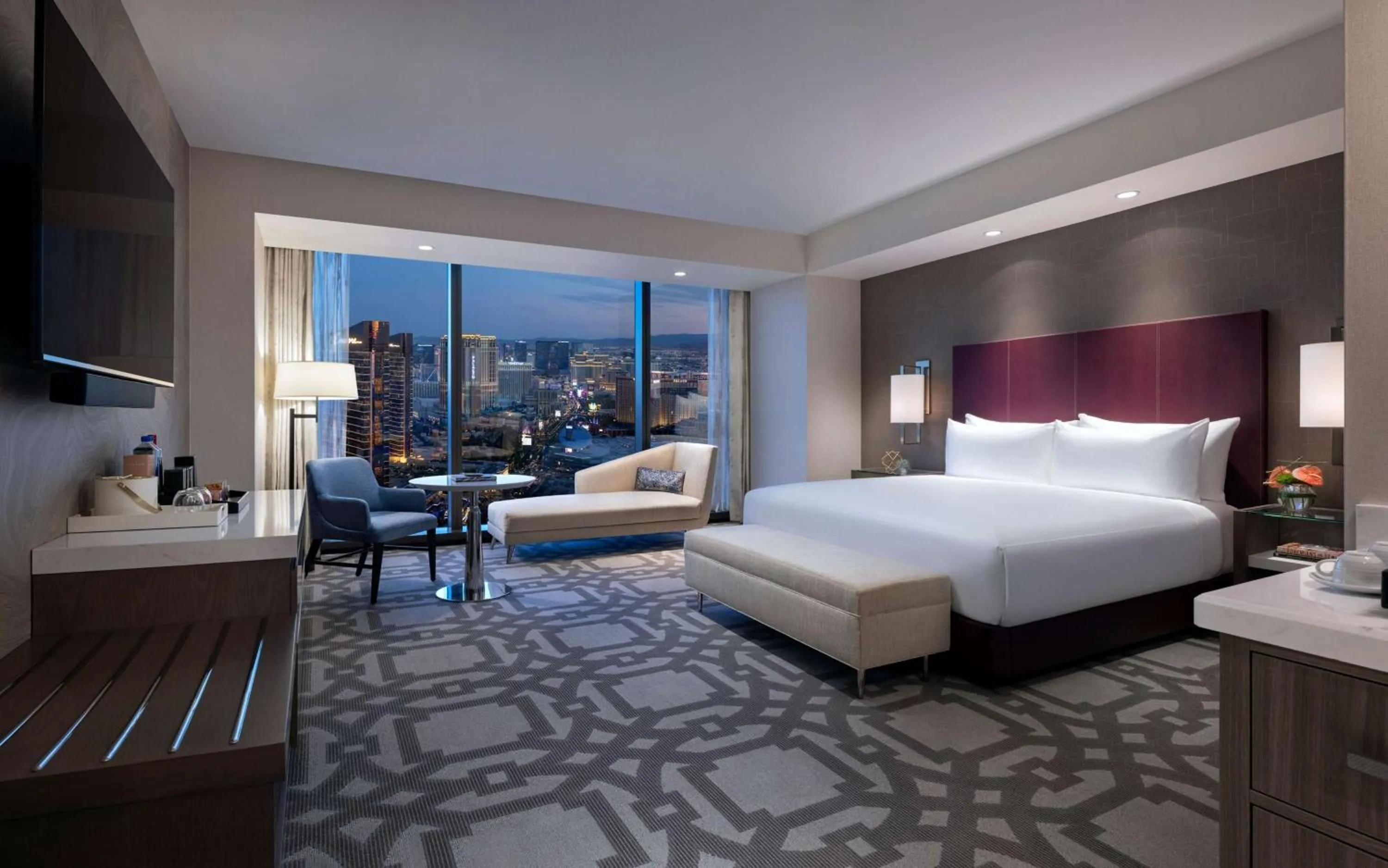 Superior King Room with Strip View and Roll-in Shower - Mobility Accessible in Crockfords Las Vegas, LXR Hotels & Resorts at Resorts World