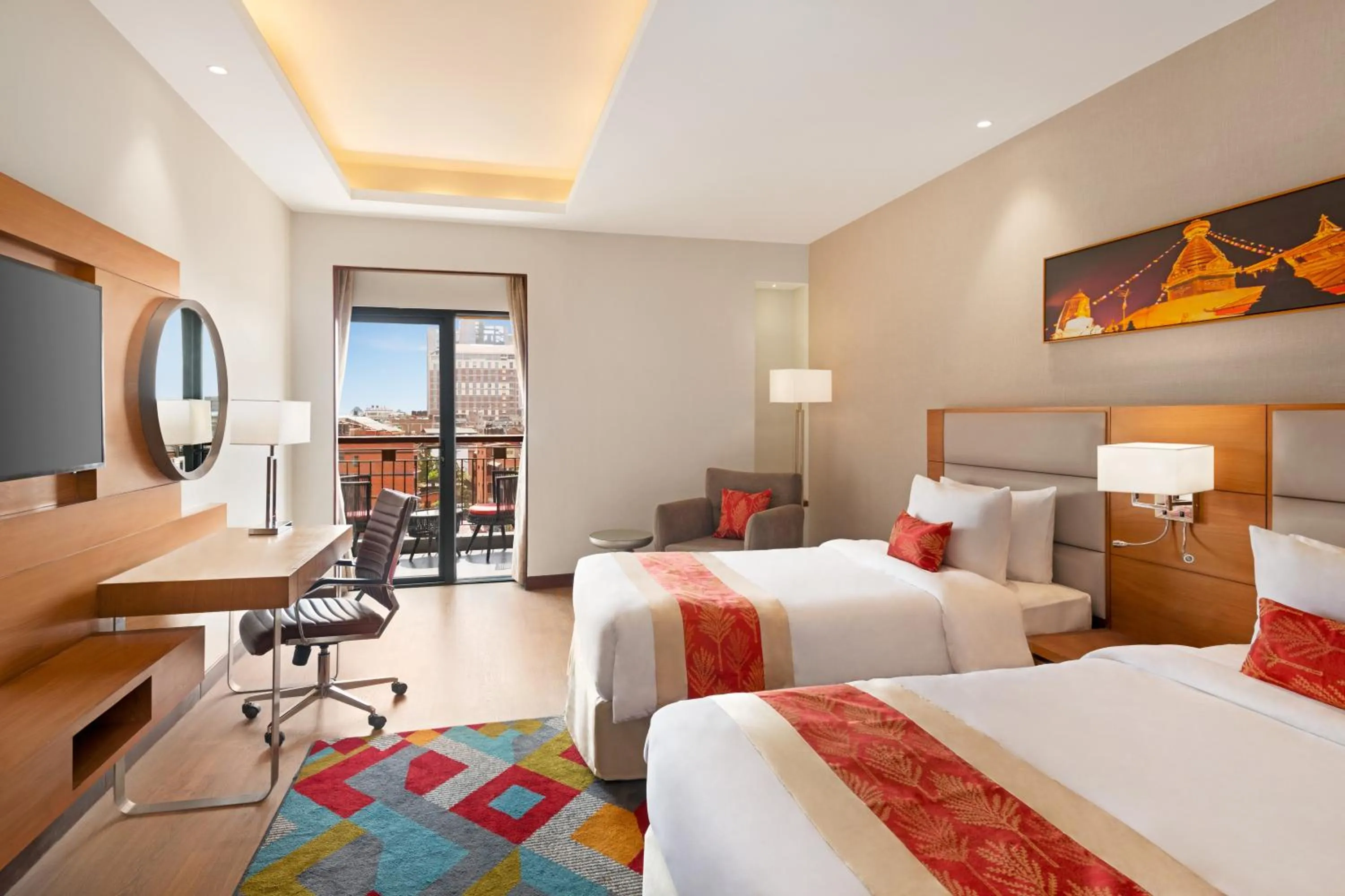 Deluxe Twin Room,with City View, Balcony -  Non Smoking (10% off on Food and Soft Beverages) in Ramada Encore by Wyndham Kathmandu Thamel