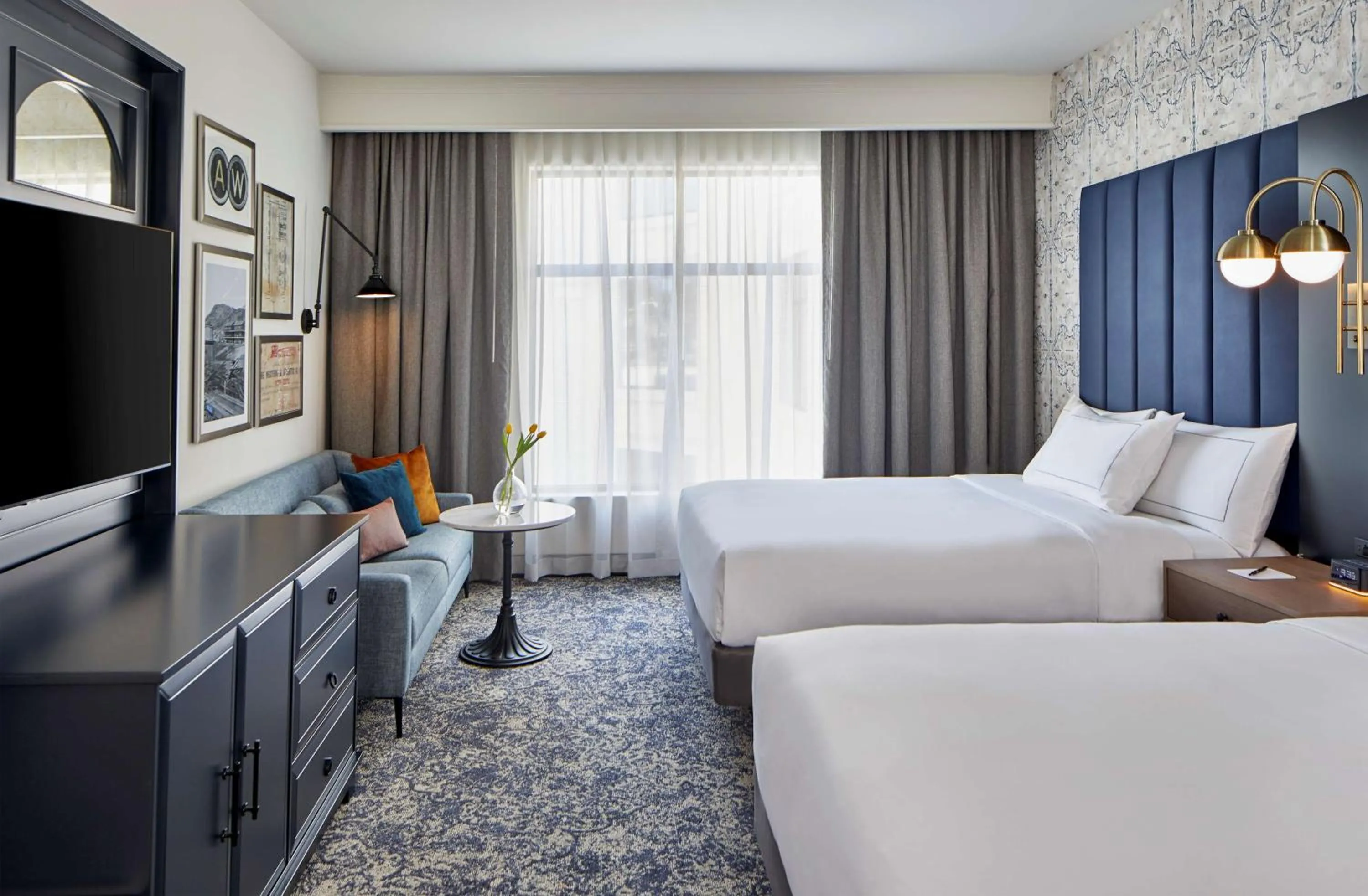 Queen Room with Two Queen Beds and Shower - Mobility and Hearing Accessible in The Hamilton Alpharetta, Curio Collection By Hilton