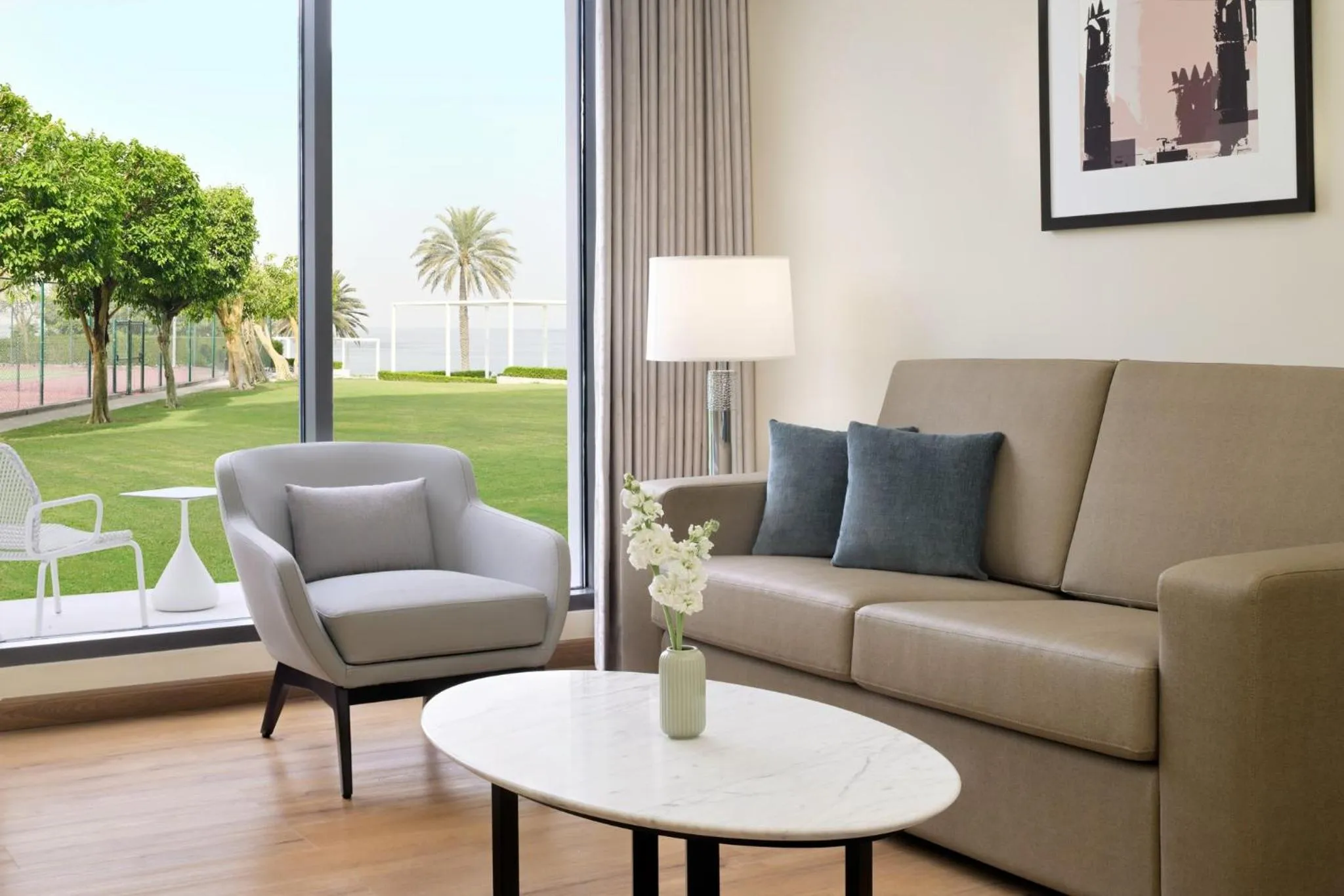 Family Room Sofa Bed Courtyard Access in Crowne Plaza Muscat by IHG