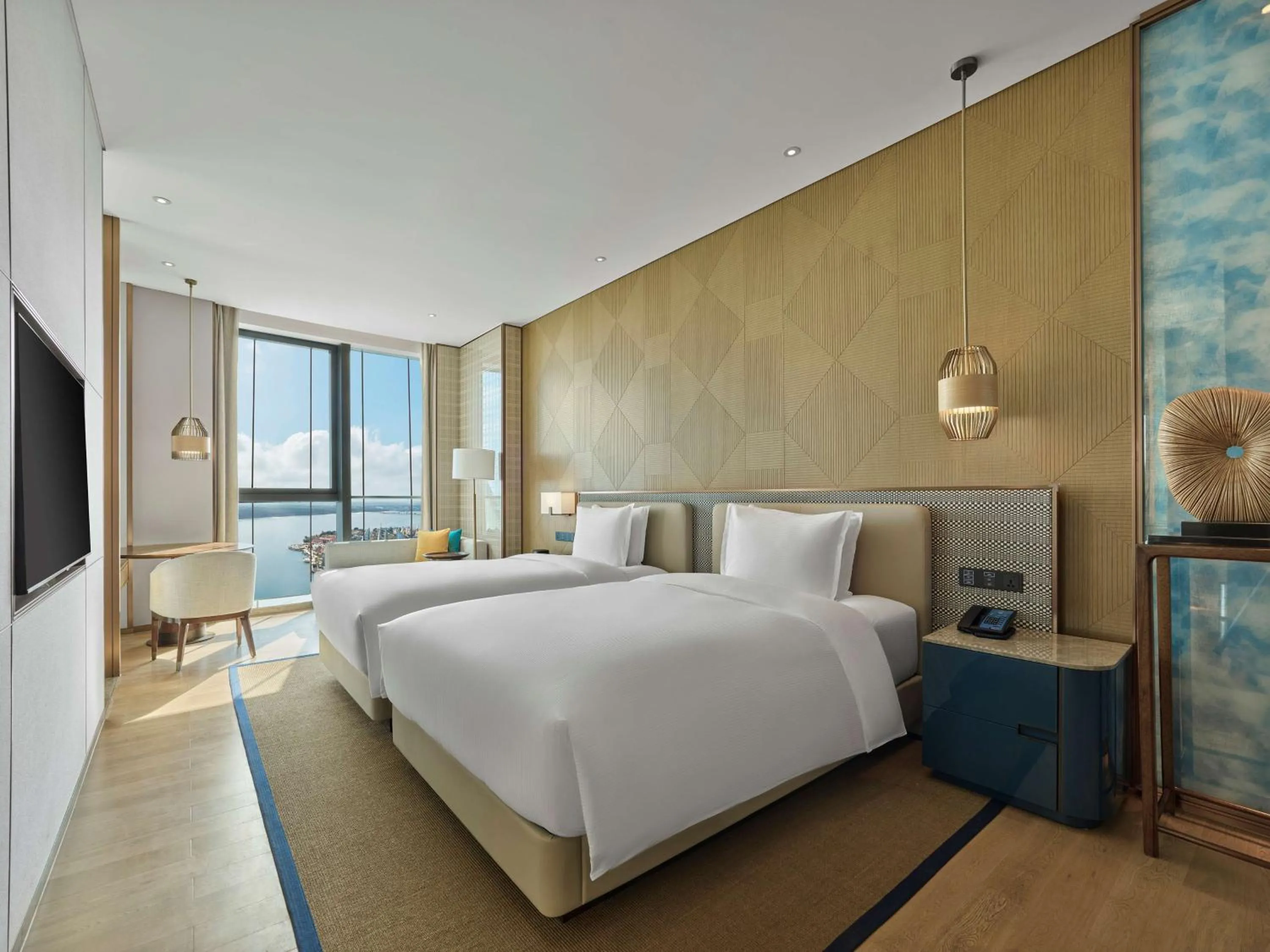 Premium Twin Room with Ocean View in Hilton Hainan Ocean Flower Island
