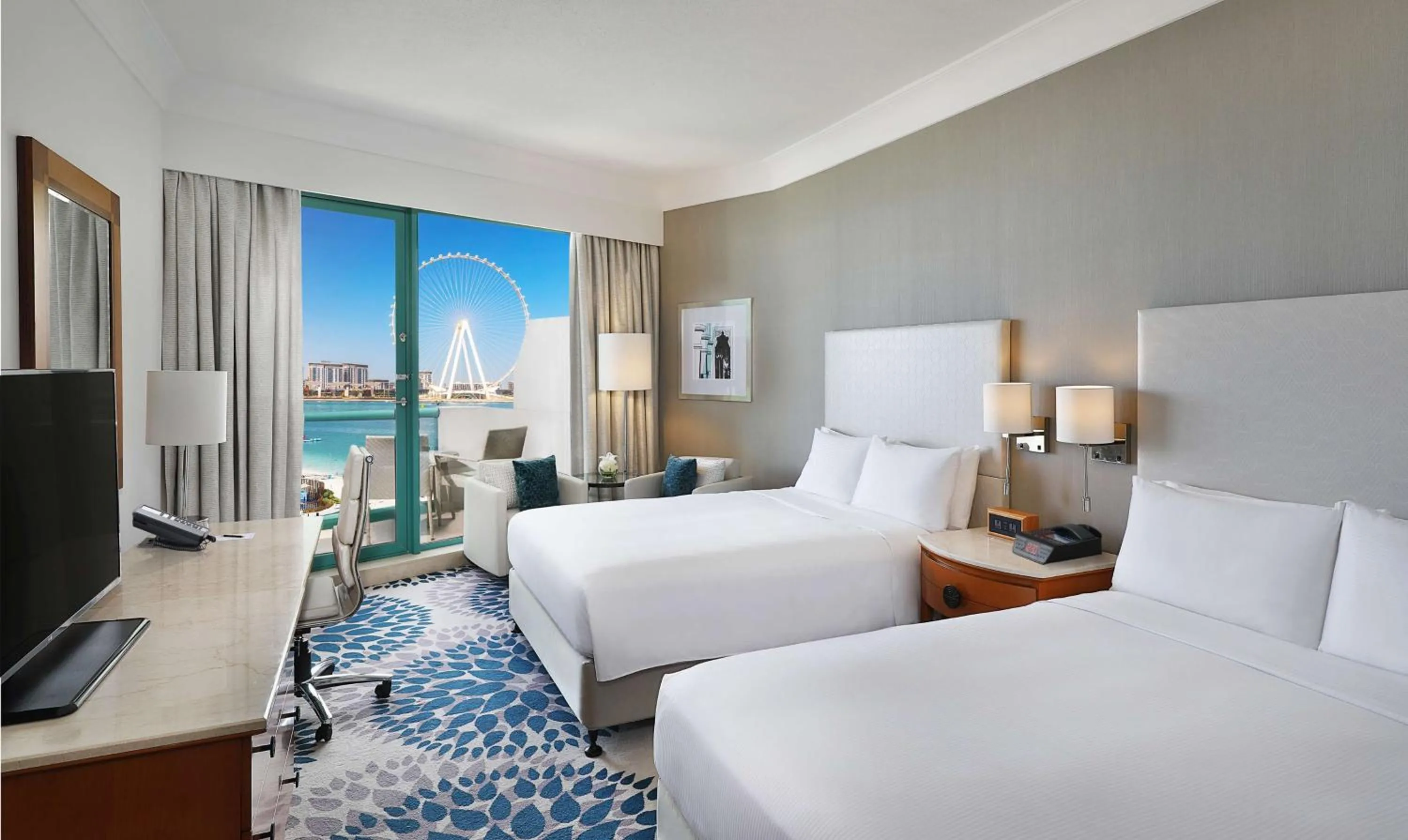 Deluxe Queen Room with Two Queen Beds, Ain Dubai and Sea View in Hilton Dubai Jumeirah