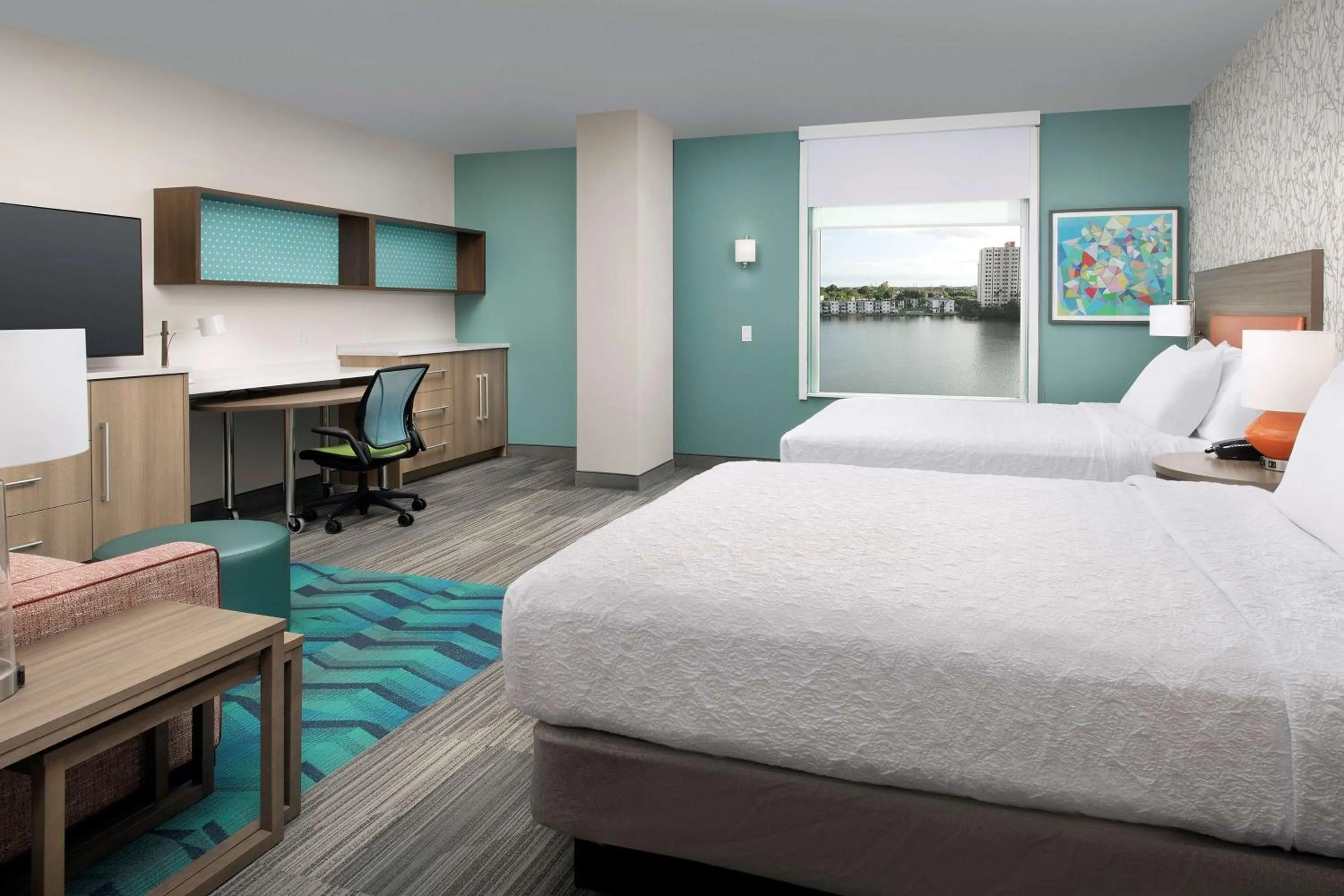 Queen Studio with Two Queen Beds - Non-Smoking in Home2 Suites By Hilton Miami Airport South Blue Lagoon