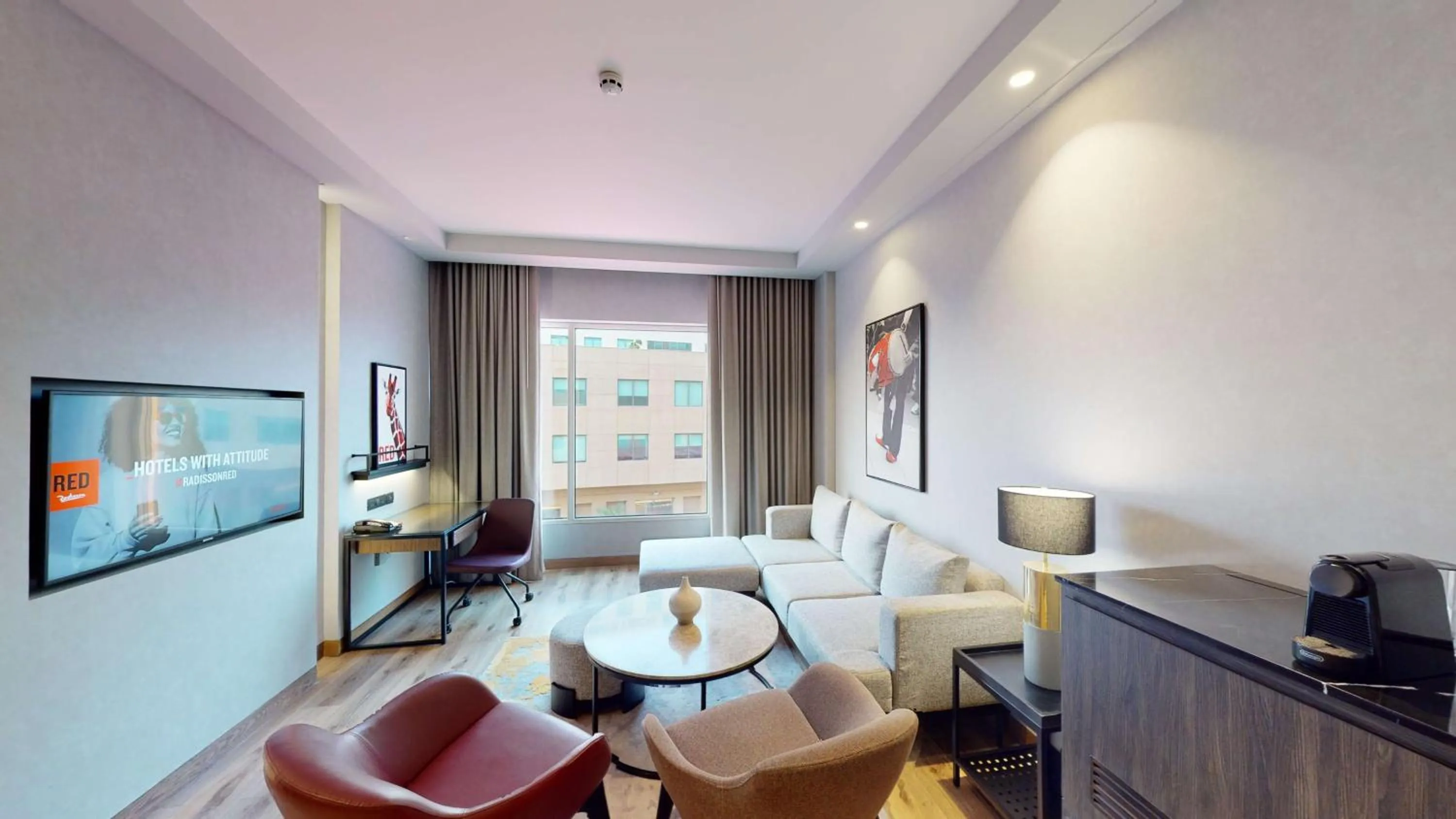 Junior Suite with King Bed and living room, 20% discount on Food & Soft Beverage in Radisson RED Chandigarh Mohali