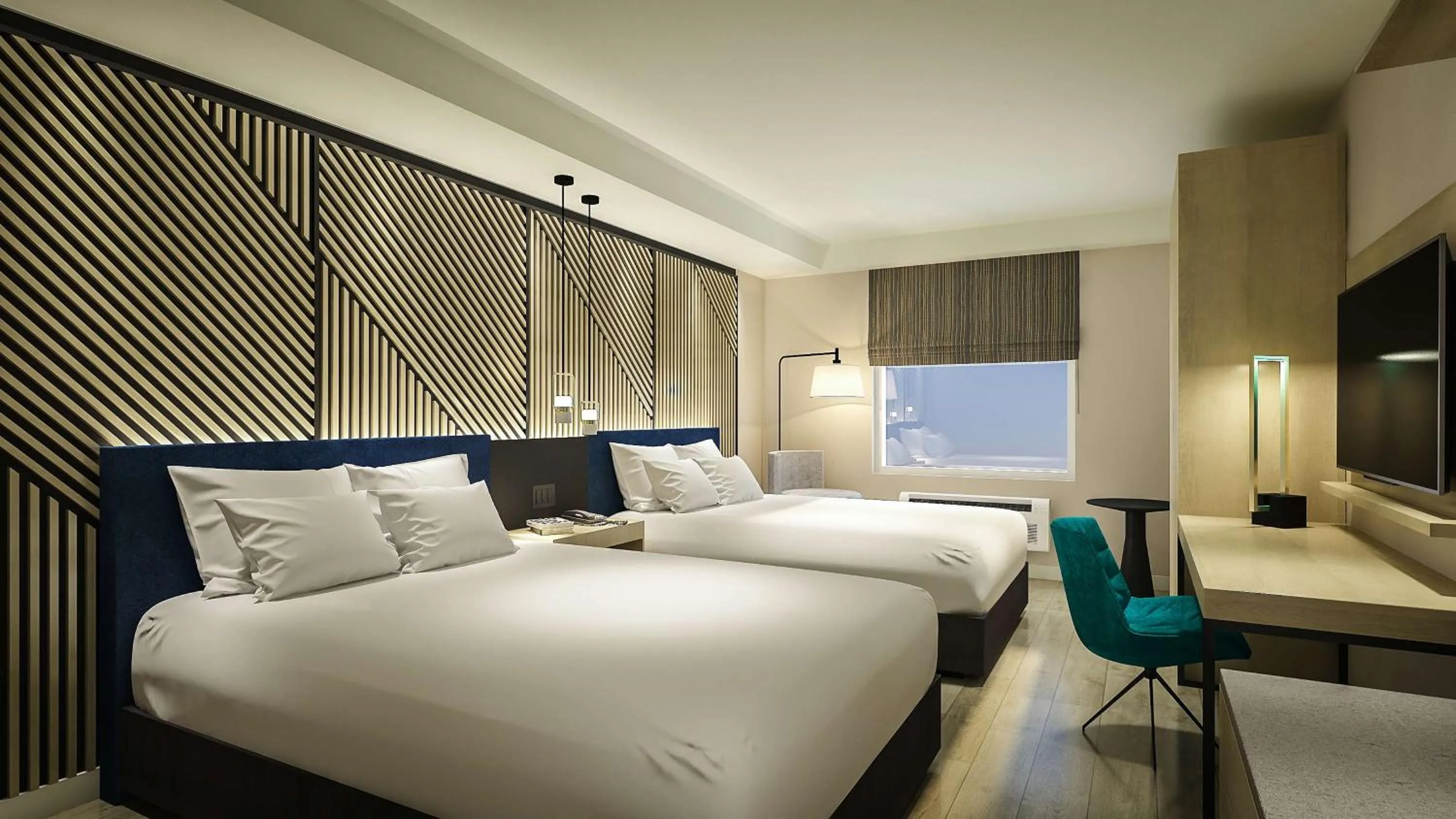 Queen Room with Two Queen Beds and Mobility Accessible Tub in Bloom Mississauga, Tapestry Collection By Hilton