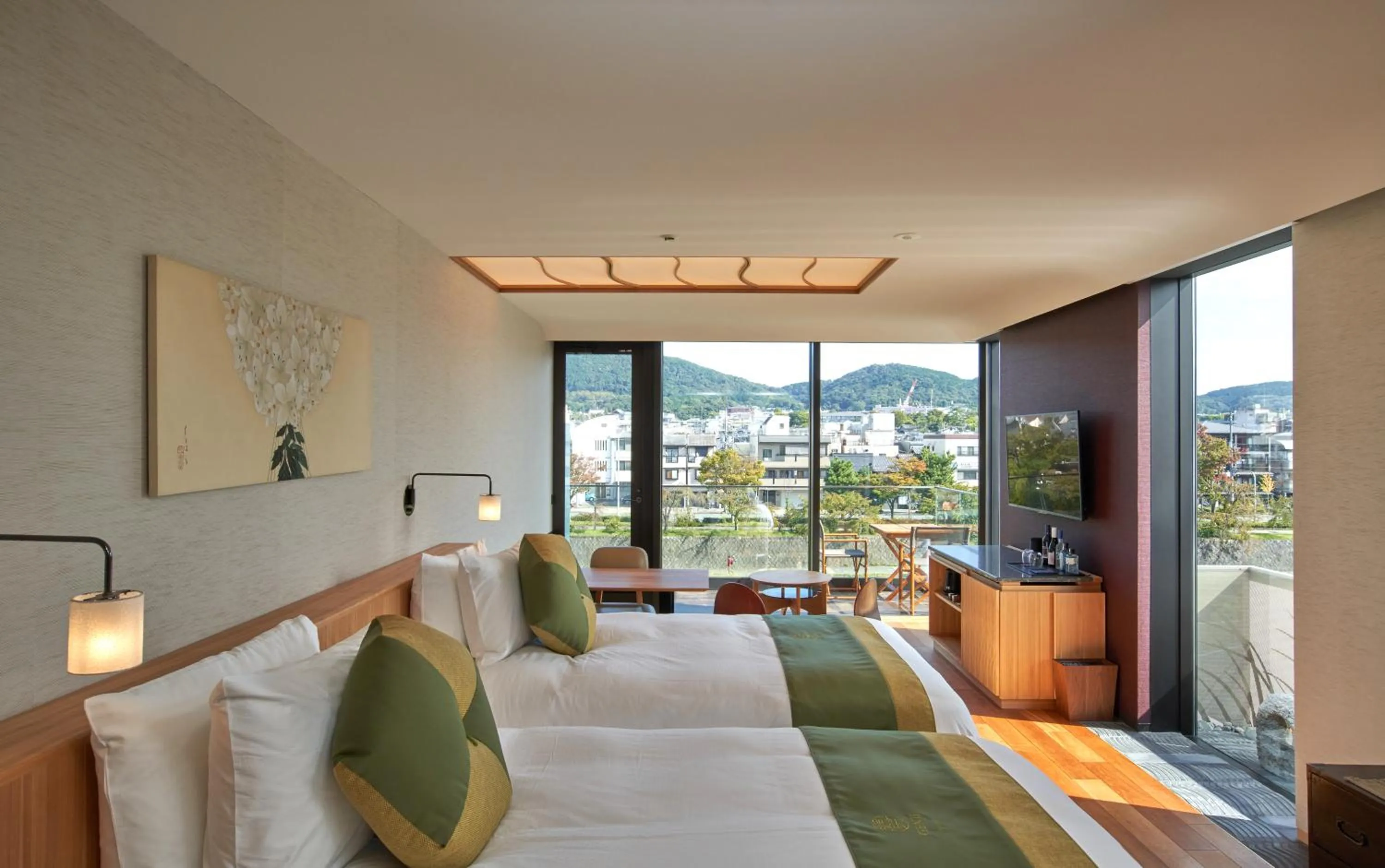 Deluxe Double or Twin Room with River View in Genji Kyoto, a Member of Design Hotels