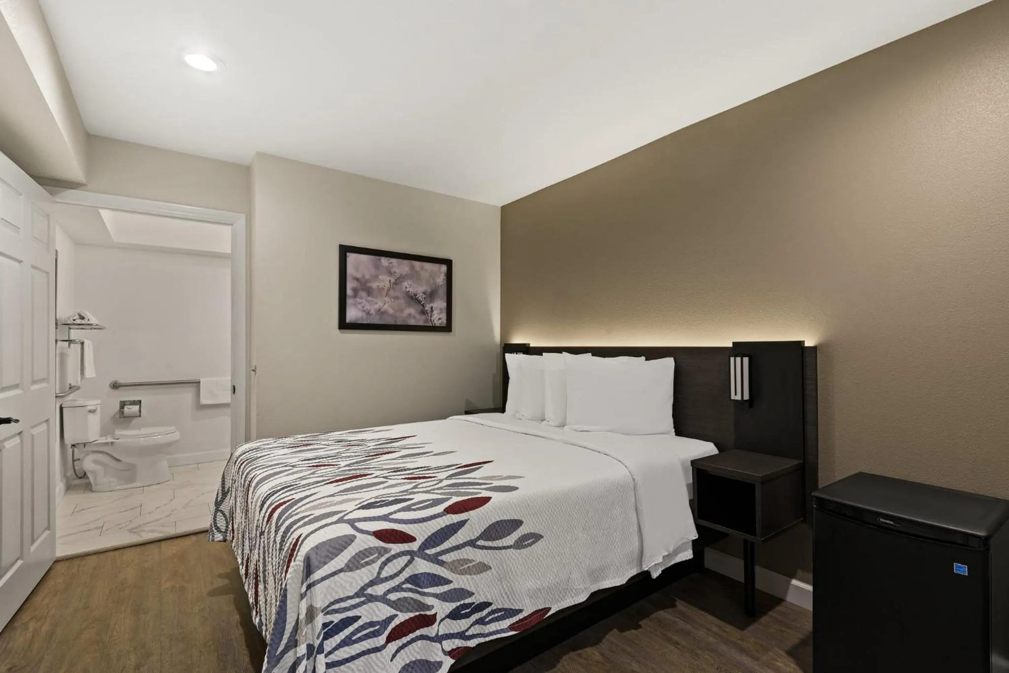 Standard Queen Room Disability Access Roll-In Shower Non-Smoking in Red Roof Inn Carson - Wilmington, CA