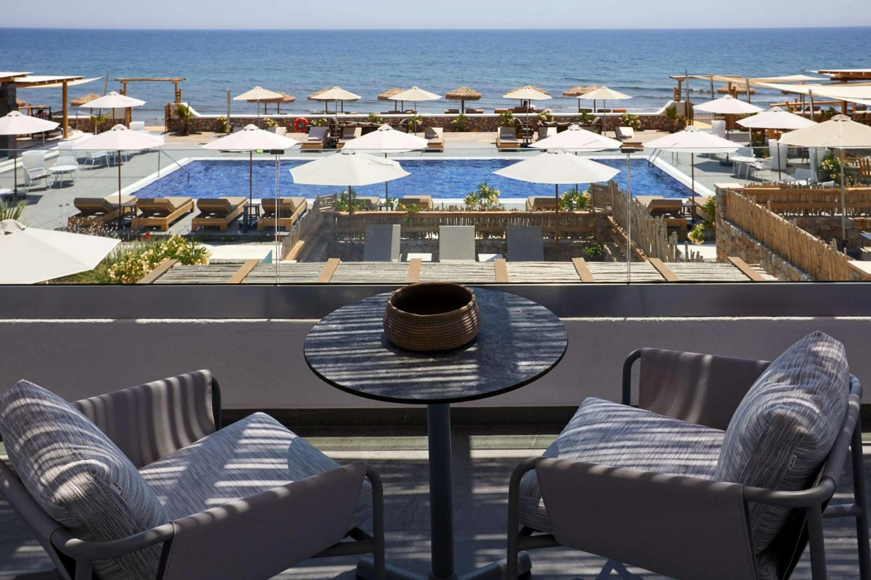 Queen Duplex Suite with Pool and Sea View in Sea Breeze Santorini Beach Resort, Curio By Hilton