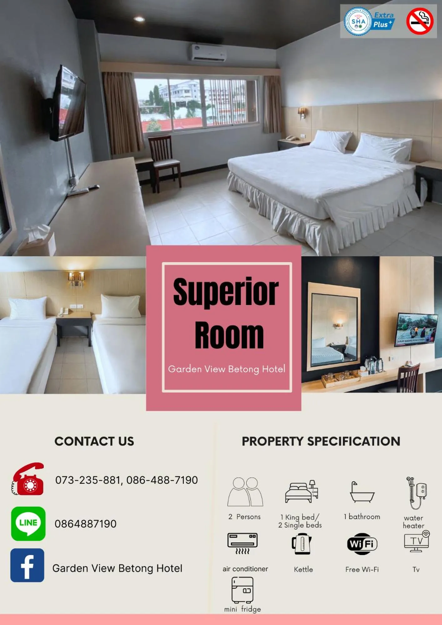 Superior Twin Room in Garden View Betong Hotel