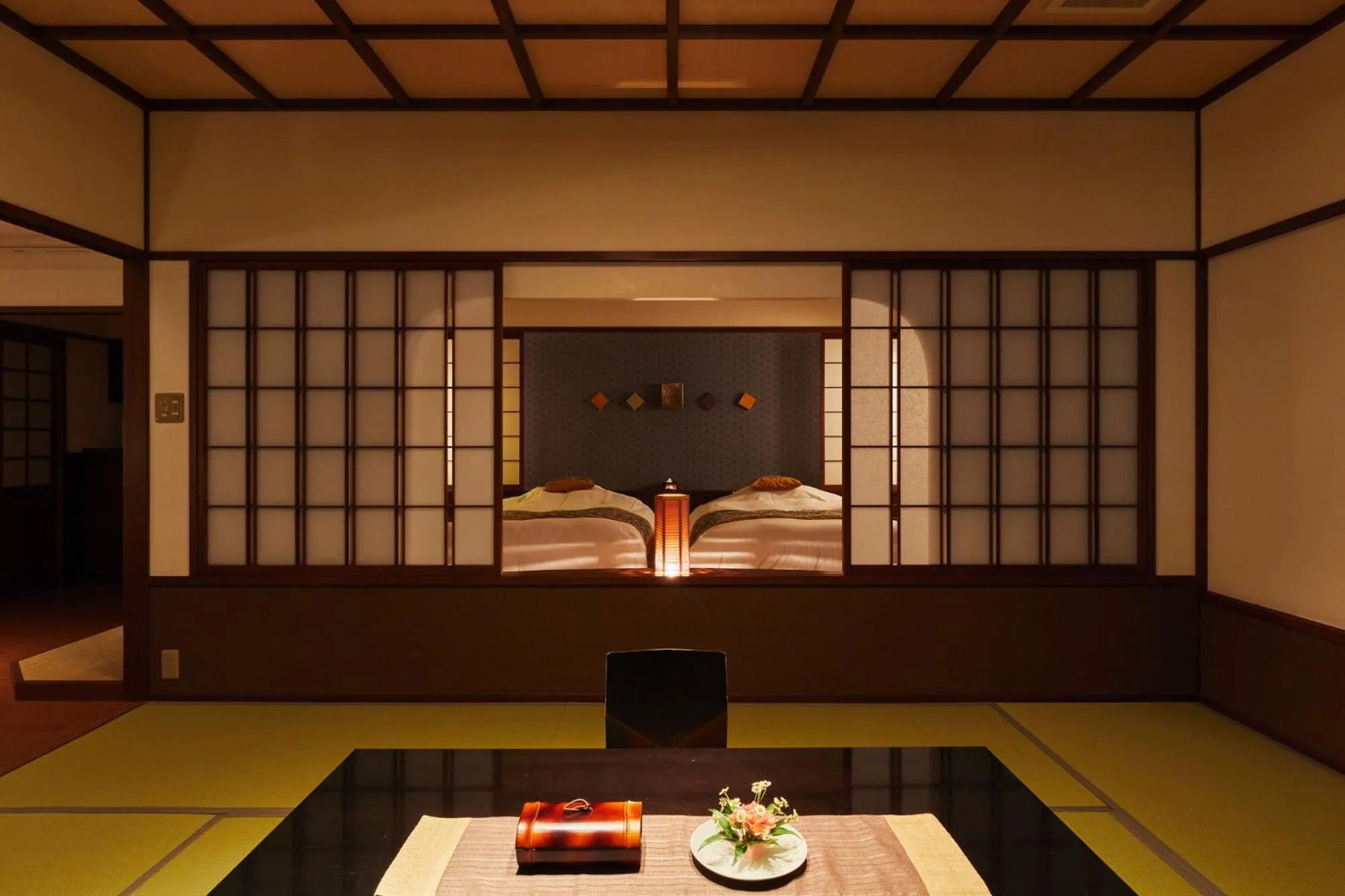 Deluxe Room with Tatami Area with Open-Air Bath in Takinoyu Hotel