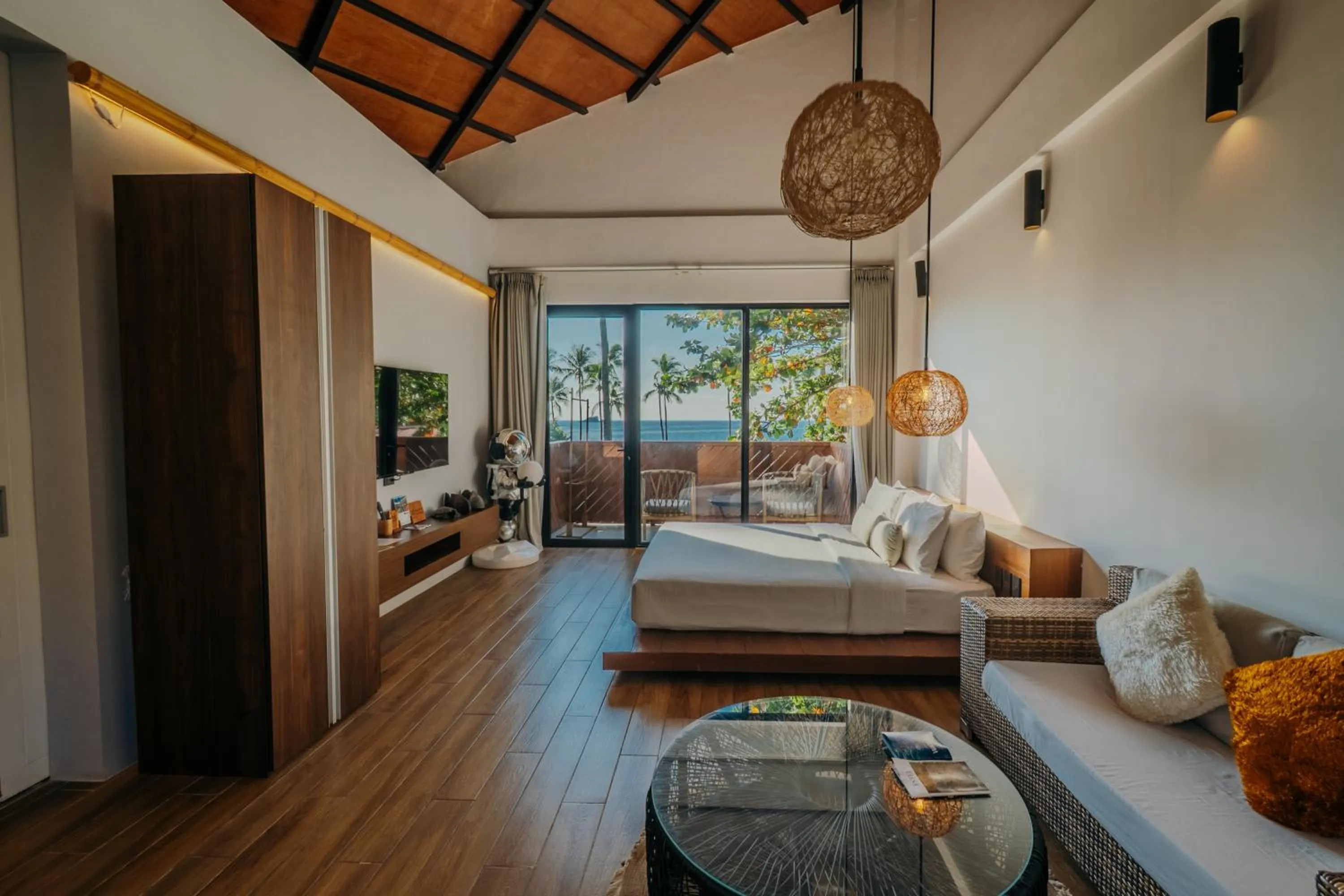 Deluxe King Bed with Balcony and Ocean View in Nacpan Beach Resort Managed by H Hospitality Group