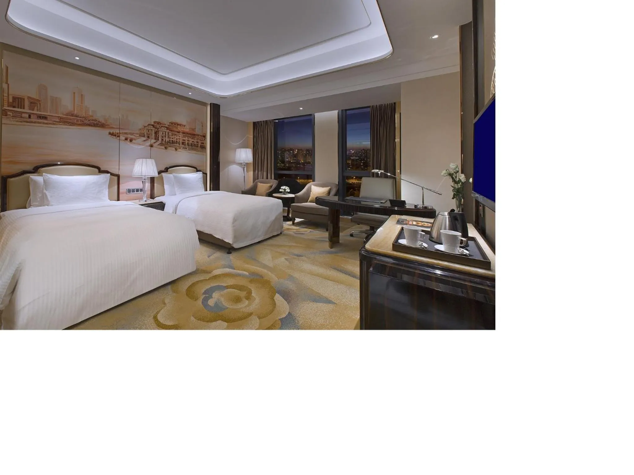 Grand Deluxe Twin Room with River View in Wanda Vista Tianjin