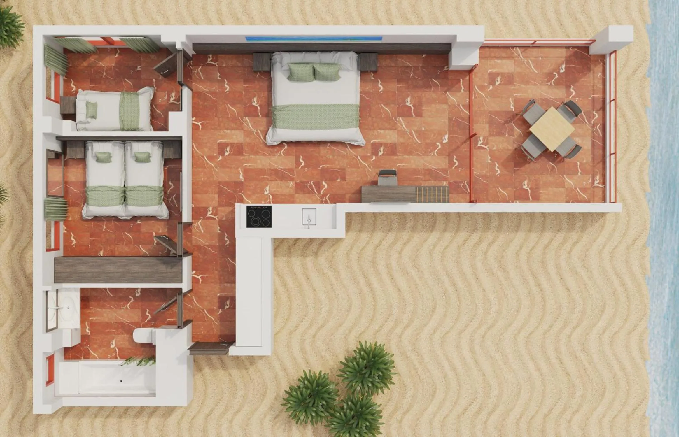 Three-Bedroom Apartment (3 Adults + 1 Child)	 in Magic Tropical Splash