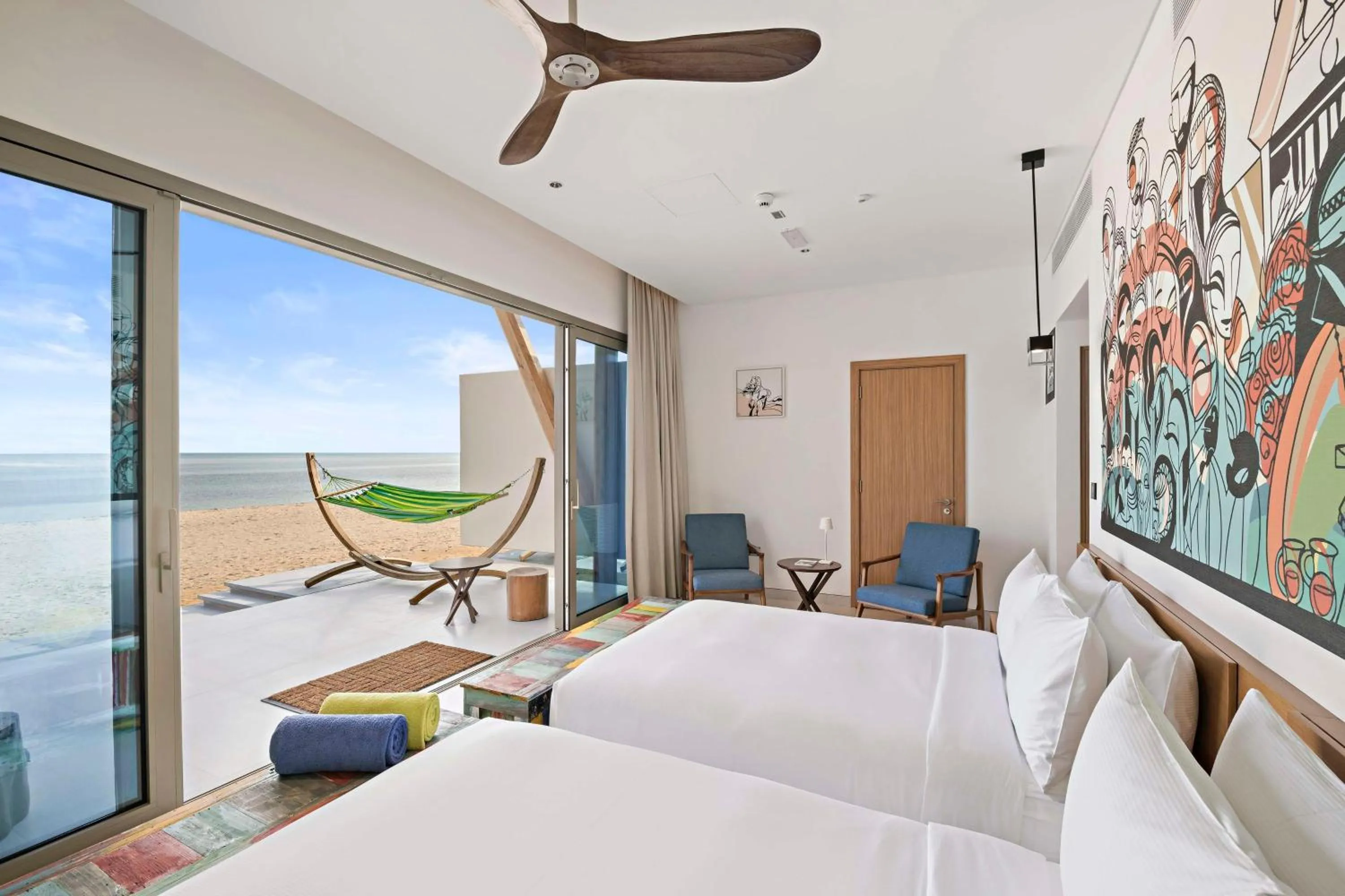 Connecting Family Room with Sea View in Fuwairit Kite Beach, Tapestry Collection By Hilton