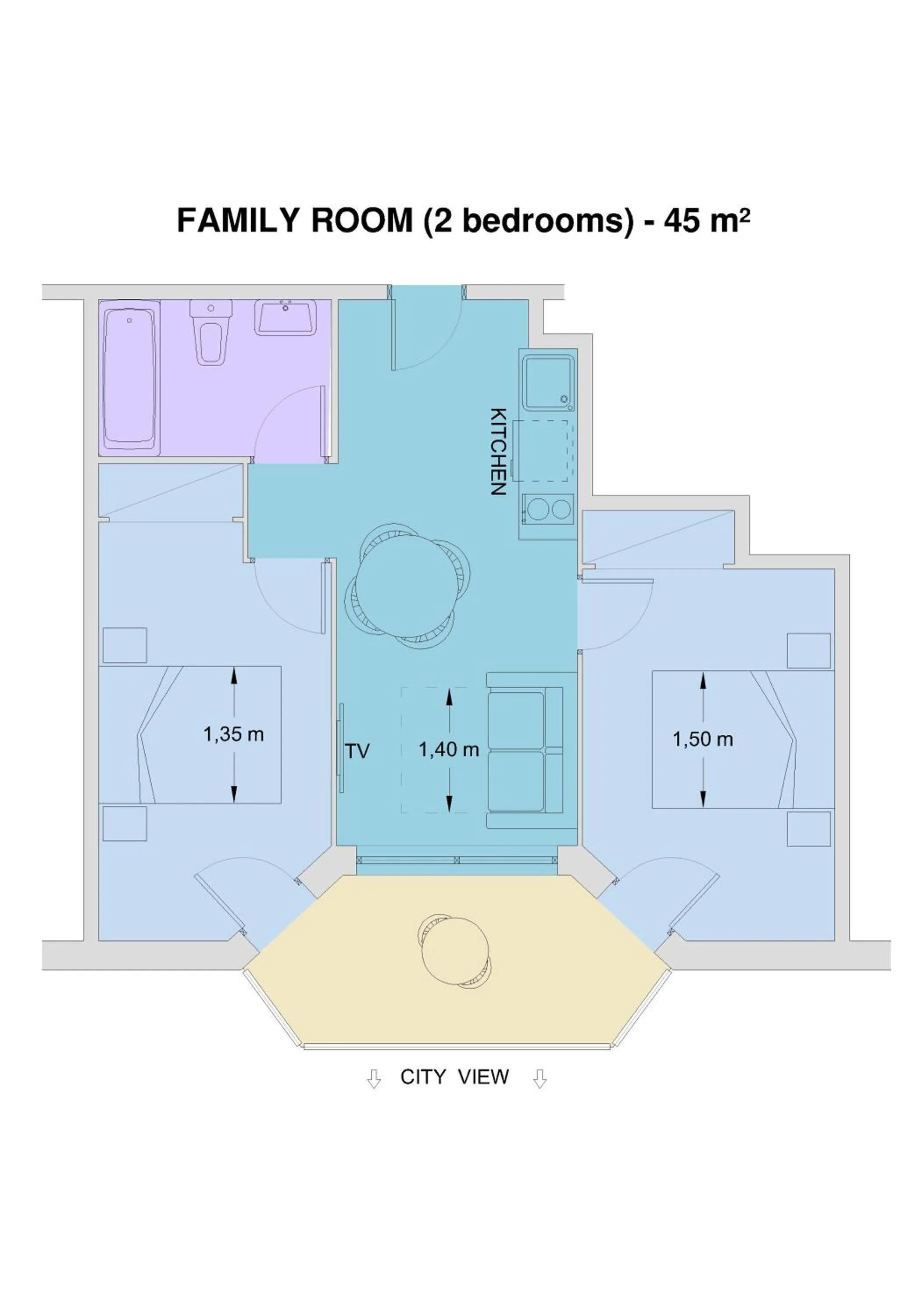 Two-Bedroom Apartment in Aparthotel Miami Park