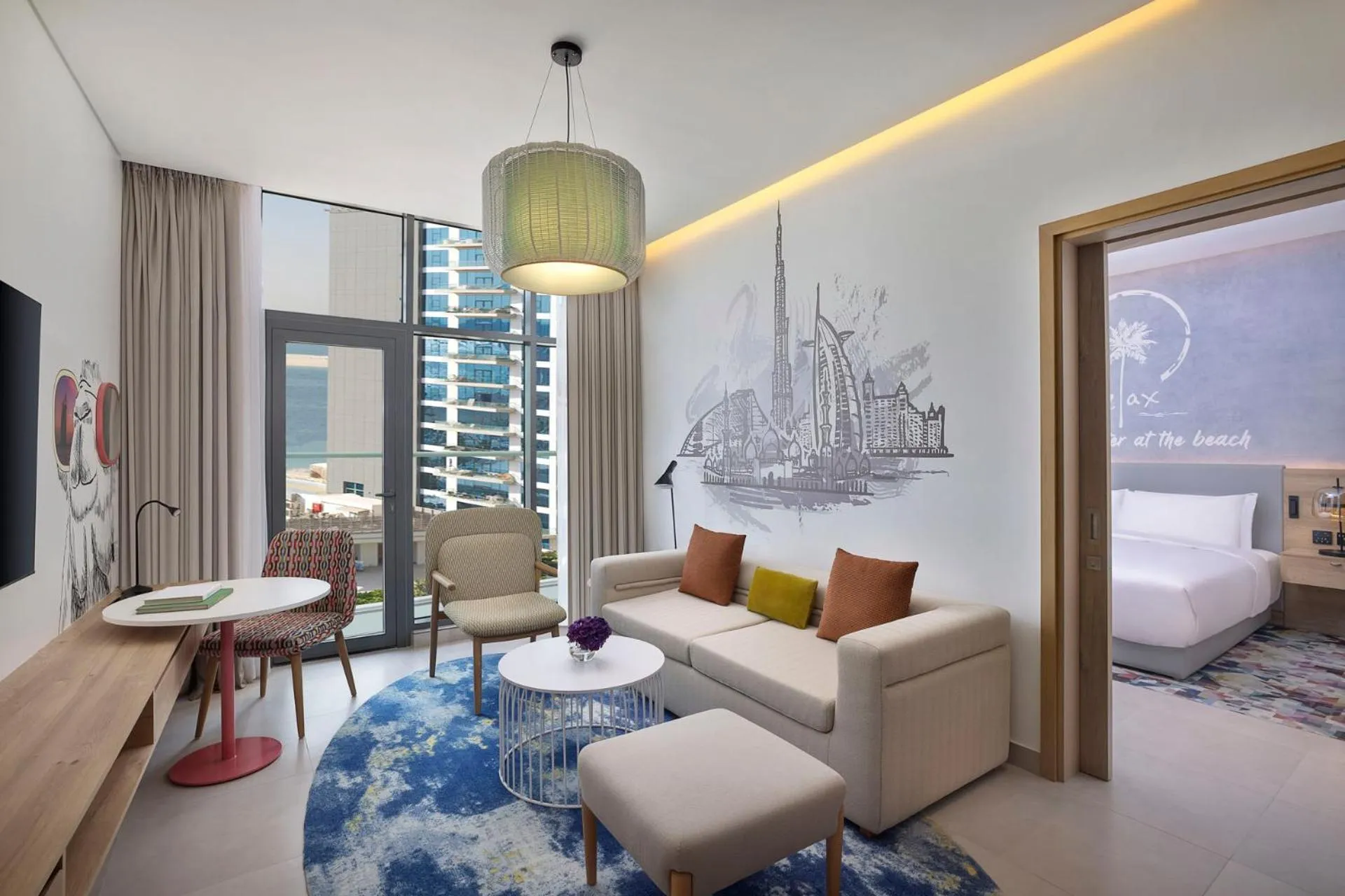 One Bedroom Sea View Suite with Balcony, Evening Drinks & Canapes Section, Complimentary Airport Transfer, Beach & Rooftop Infinity Pool Access, Shuttle to Mall Of Emirates in NH Collection Dubai The Palm