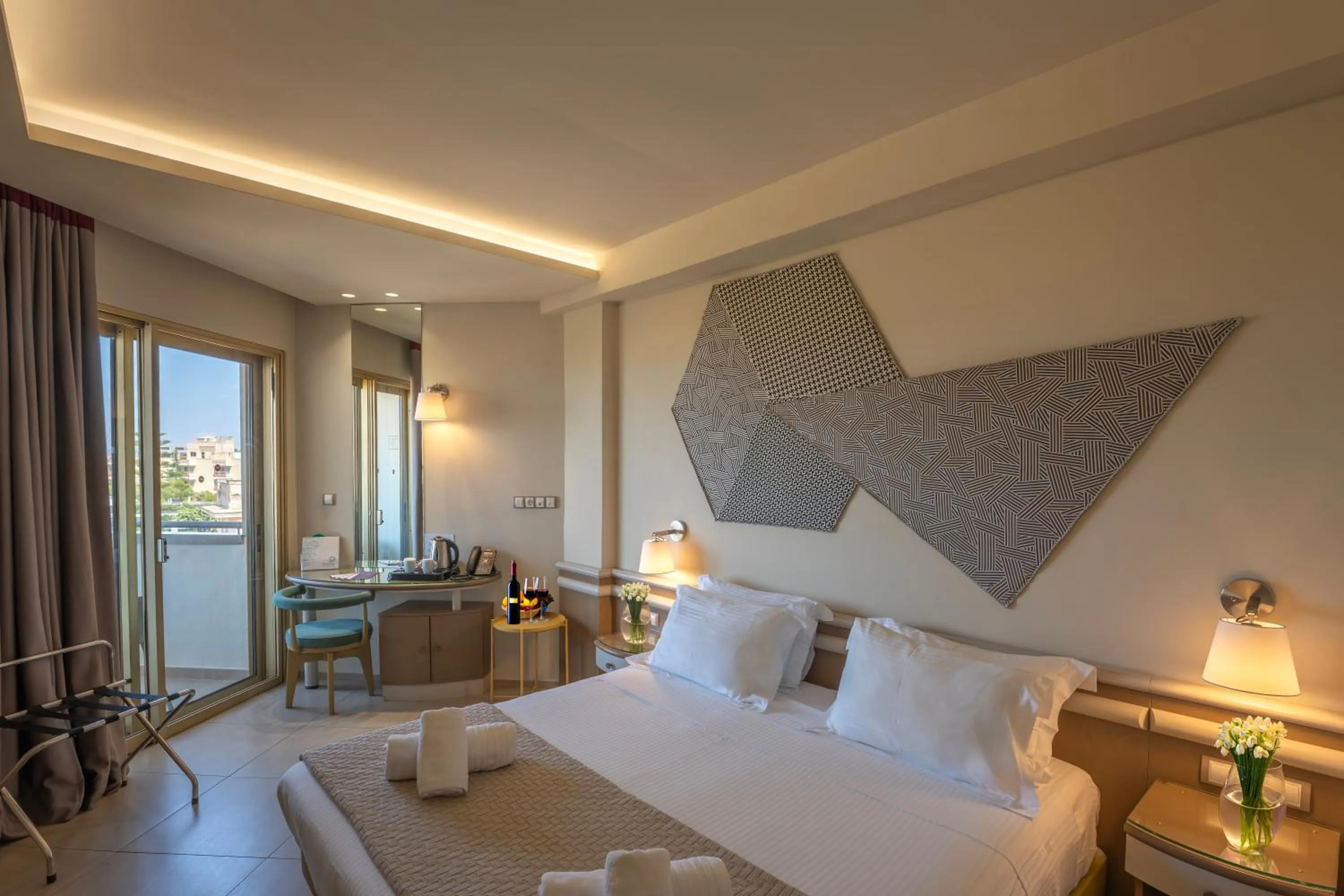 Interconnecting Double or Twin Rooms with Side Sea View in Emmantina Hotel