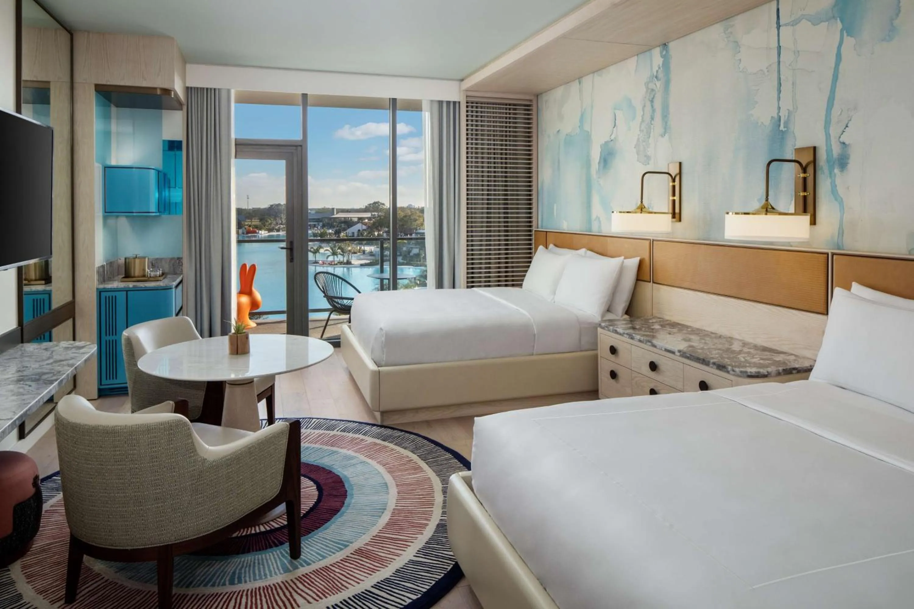 Queen Room with Two Queen Beds and Balcony - Lagoon View/Hearing Accessible in Conrad Orlando