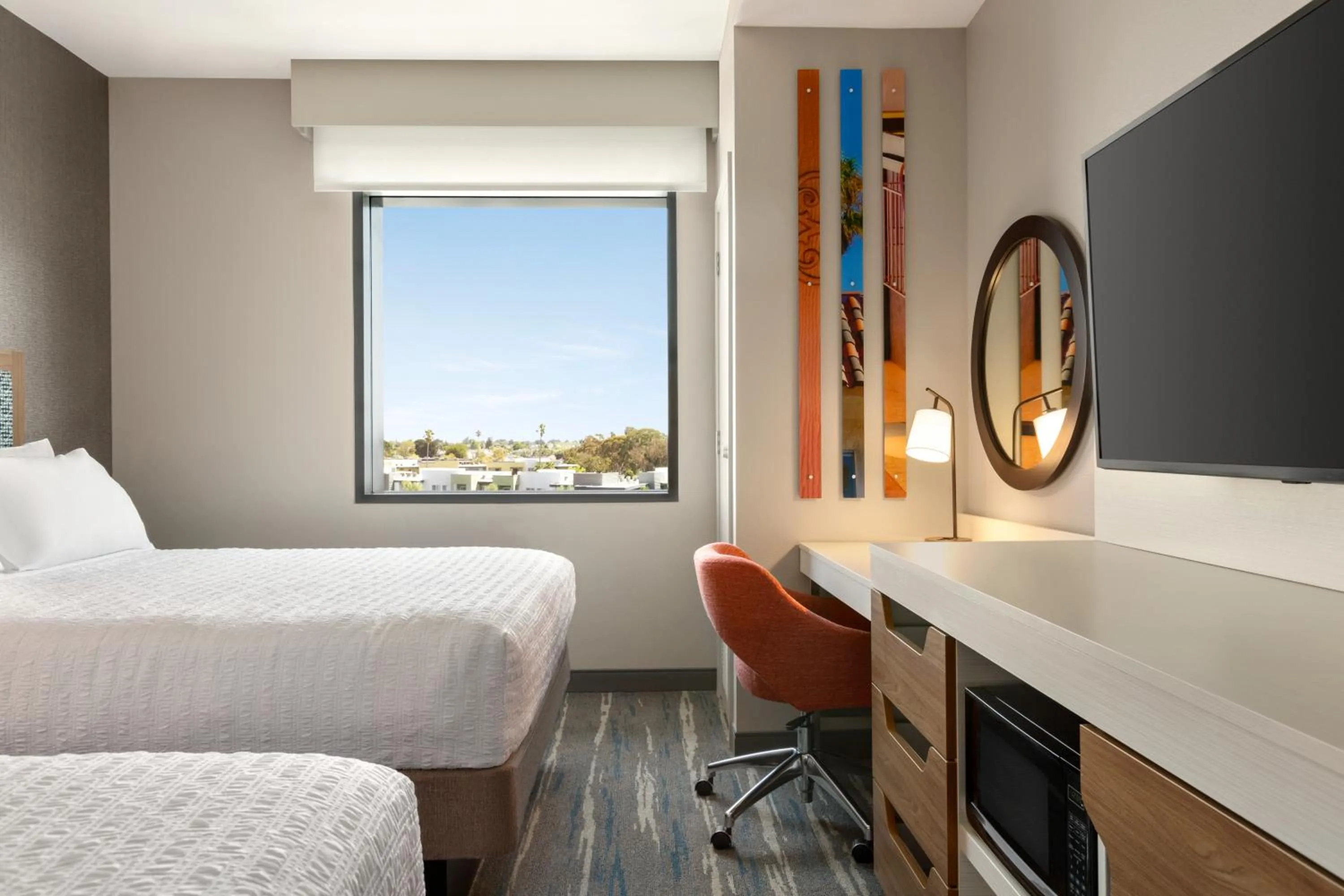 Queen Room with Two Queen Beds and Roll-In Shower - single occupancy - Mobility and Hearing Access in Hampton Inn & Suites San Mateo-San Francisco Airport