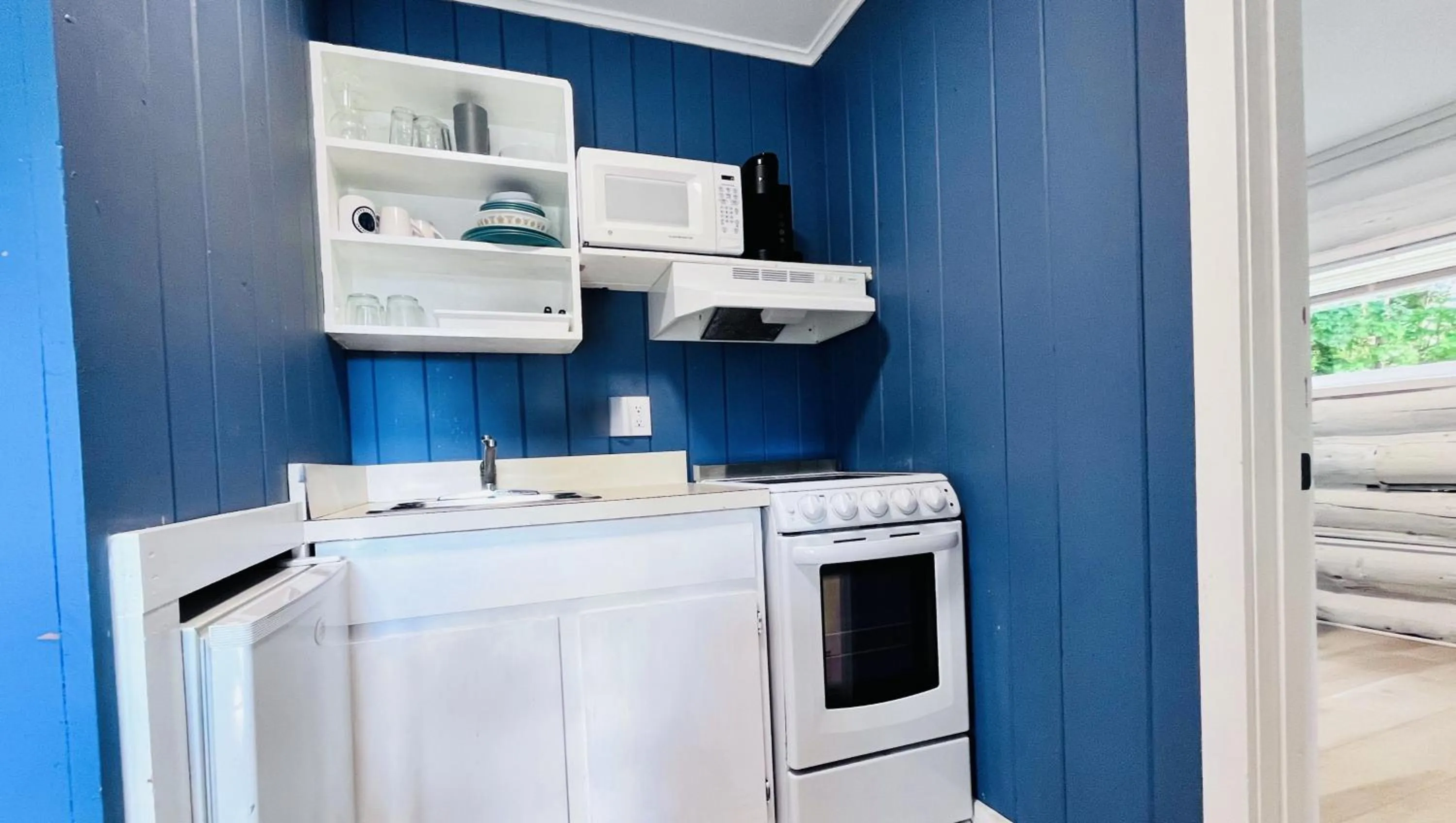 One Queen Kitchen, Cabin in Motel Luzerne