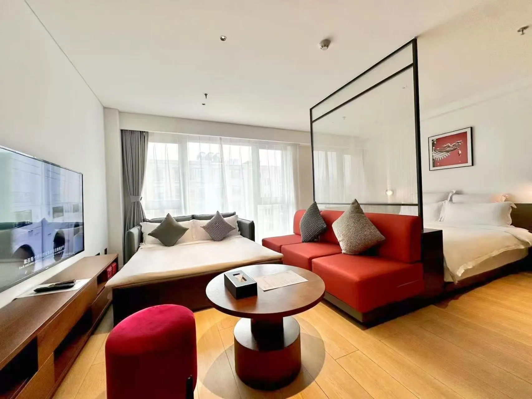Selected Studio with Extra Sofa bed (free coffee, washing machine, kitchen) in base-Beijing Wangfujing Serviced Apartment- in Hutong &Bike rental &Close to Forbidden City, Tian'anmen Square &Subway nearby &Free coffee &Washing machine,Kitchen &Restaurant discount &English speaking &High speed free WiFi